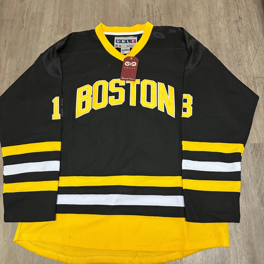 Boston Black and Yellow Hockey Jersey Adam Sandler